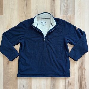 Orvis Lined Quarter Zip Pull Over Blue / Navy Knit XL